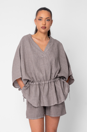 Set Bluza si Pantalon scurt din in Taupe [1]