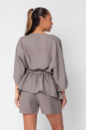 Set Bluza si Pantalon scurt din in Taupe [2]