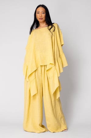SALE - Yellow Mustard Blouse and Long Pants Set