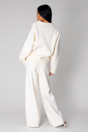 Blouse and long pants set in Off White wool mix [2]