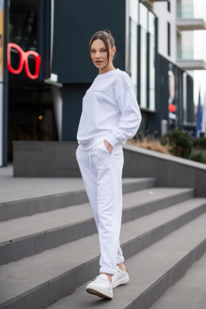 Set Easy-Fit bluza si pantalon Oversized Off White [6]
