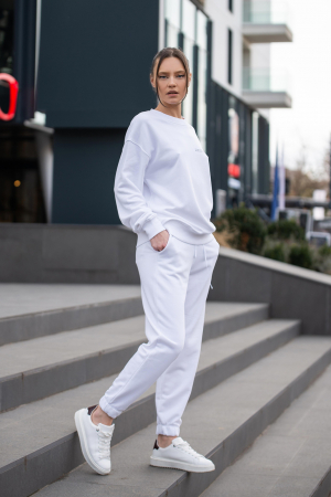 Set Easy-Fit bluza si pantalon Oversized Off White [5]