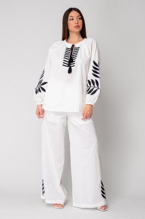 Set Bluza tip ie si Pantalon lung Off White/Black [0]