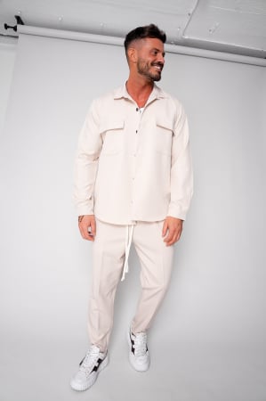 Seturi Imbracaminte - Set Camasa cu buzunare si pantalon lung Cream