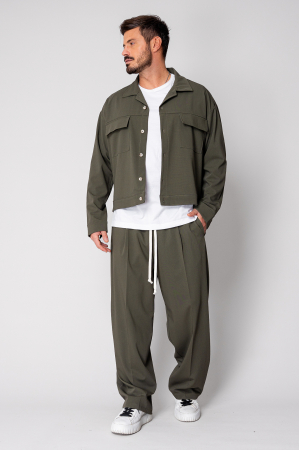 Set Camasa cu buzunare si pantalon lung Oversized Kaki [1]
