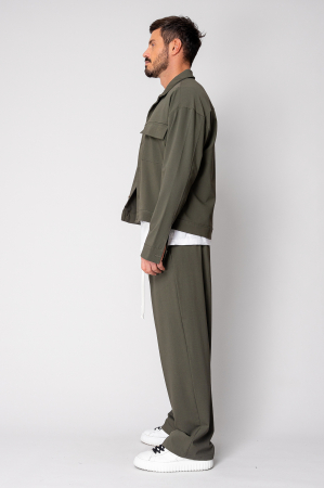 Set Camasa cu buzunare si pantalon lung Oversized Kaki [2]