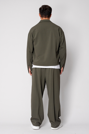 Set Camasa cu buzunare si pantalon lung Oversized Kaki [3]