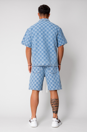 Set camasa si pantalon scurt din denim Blue [3]