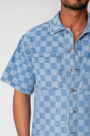 Set camasa si pantalon scurt din denim Blue [4]