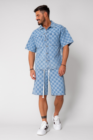 Set camasa si pantalon scurt din denim Blue [2]
