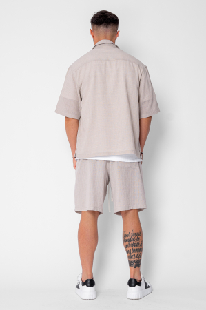 Set camasa cu maneca scurta si pantalon scurt Beige [3]