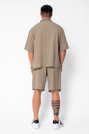 Set camasa cu maneca scurta si pantalon scurt Kaki [3]