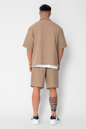 Set camasa cu maneca scurta si pantalon scurt Light Brown [3]