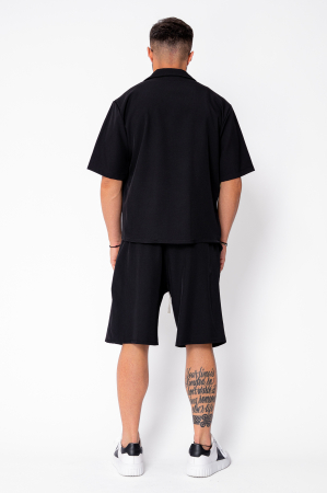 Set camasa cu maneca scurta si pantalon scurt Oversized Black [3]