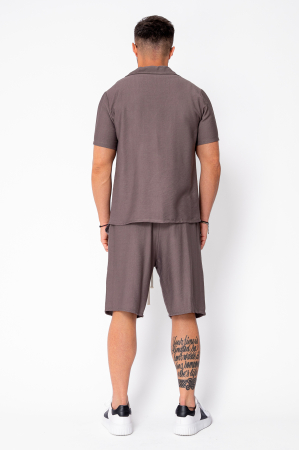 Set camasa cu maneca scurta si pantalon scurt Taupe [3]