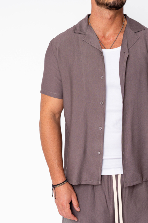 Set camasa cu maneca scurta si pantalon scurt Taupe [5]