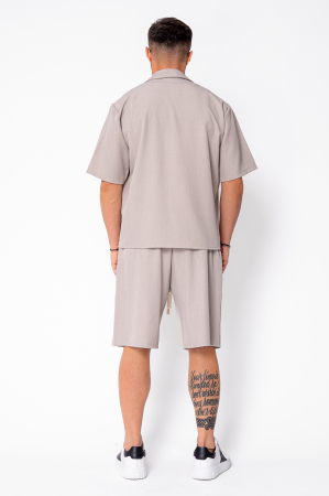 Set camasa cu maneca scurta si pantalon scurt Oversized Beige [3]