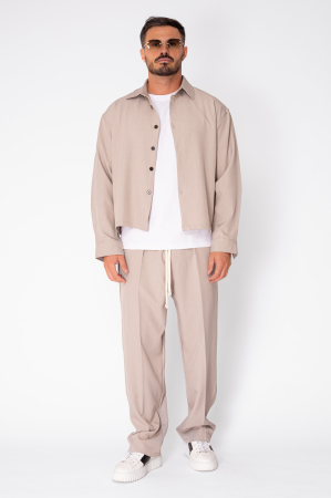 Set Camasa cu nasturi si pantalon lung Beige [1]