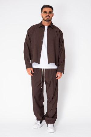 Set Camasa cu nasturi si pantalon lung Brown [1]