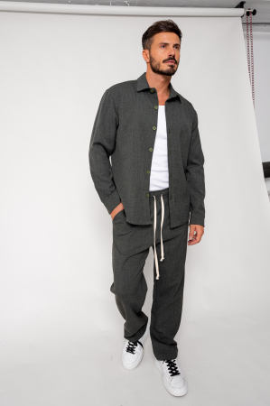 NOUTATI - Set camasa cu nasturi si pantalon lung Grey Anthracite