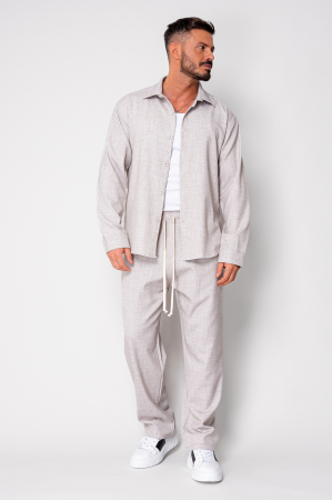 Set camasa cu nasturi si pantalon lung Light Beige [1]