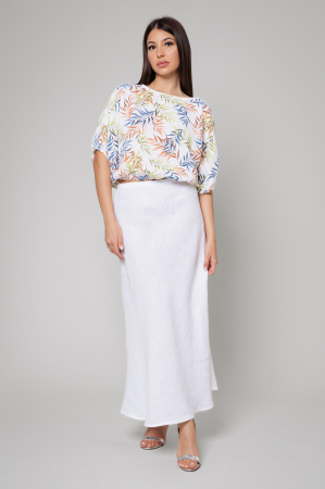 Sale Women - Set Linen Shirt and Long Skirt Color/White