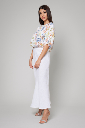 Set Linen Shirt and Long Skirt Color/White [1]