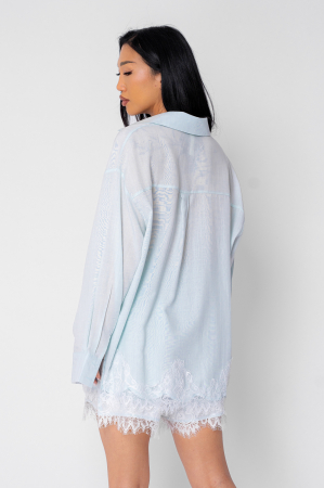 Mint Lace Long Sleeve Shirt and Short Pants Set [3]