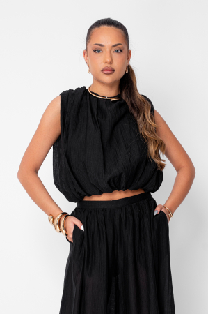 Jasmine top and long puffy pants set Black [3]