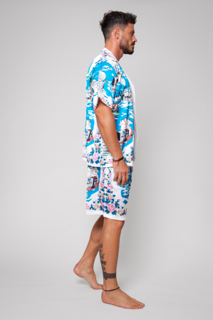 Set Camasa maneca scurta si pantalon scurt White/Blue [2]