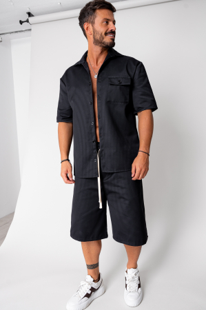 Summer Sets - Set Oversized short sleeve shirt and short pants Black