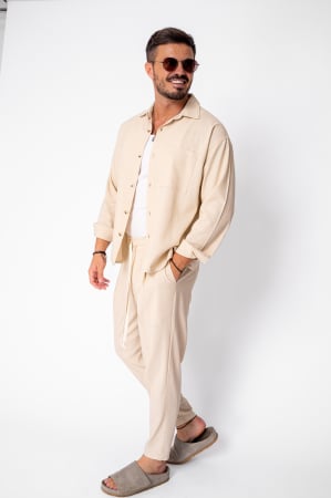 NEW - Set Oversized IN Shirt and Long Pants Beige