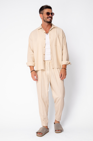 Set Oversized IN Shirt and Long Pants Beige [1]