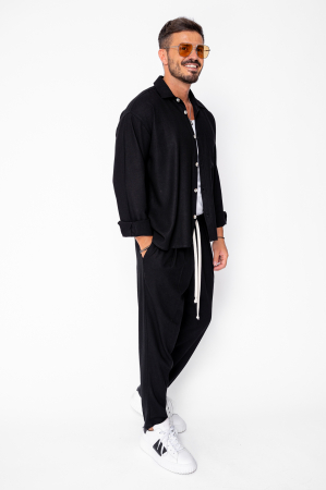 Men - Set Oversized IN Shirt and Long Pants Black
