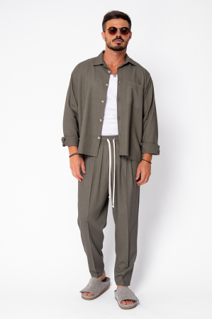 Set Oversized IN Shirt and Long Pants Khaki [1]