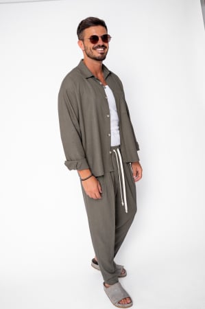 NEW - Set Oversized IN Shirt and Long Pants Khaki