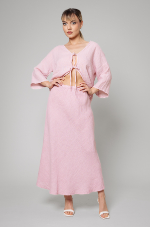 SALE - Set Linen Shirt and Long Skirt Rose Quartz