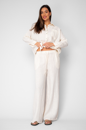 Set Camasa si Pantalon din 100% in Cream [4]