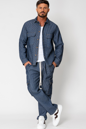 Navy/White shirt and long cargo pants set [0]