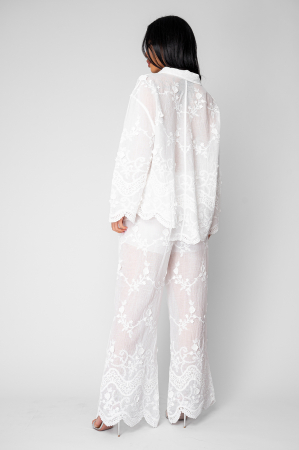 Set Camasa si Pantalon lung cu broderie White [2]