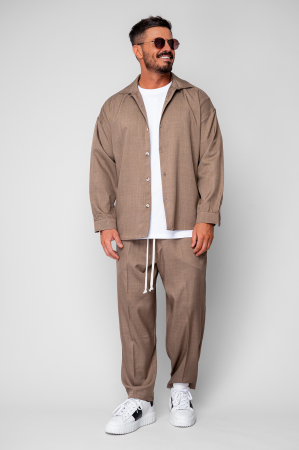 Set Camasa si pantalon lung cu snur Beige [1]