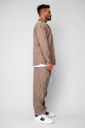 Set Camasa si pantalon lung cu snur Beige [2]