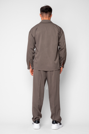 Set Camasa si pantalon lung cu snur Taupe [3]