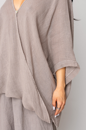 Set Bluza asimetrica si Pantalon lung din 100% in Taupe [4]