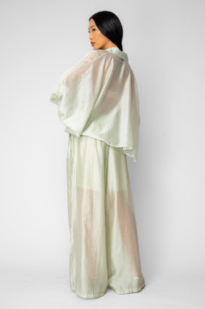 Set camasa si Pantalon lung din mix matase Light Olive [2]