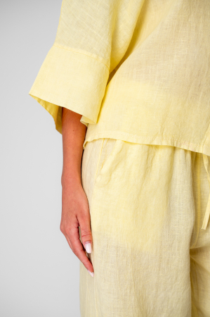 Set camasa si Pantalon lung din 100% in Light Yellow [4]