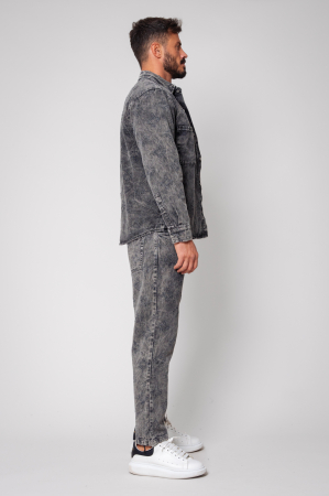 Set Camasa si Pantalon lung din denim Black/Off White [1]