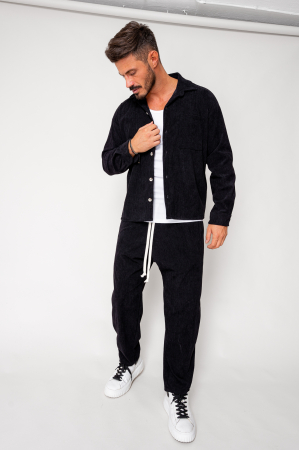 NOUTATI - Set Camasa si Pantalon Lung din reiat Black