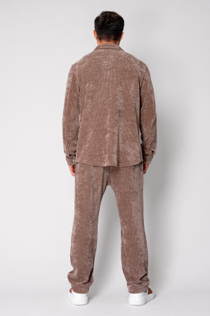 Set Camasa si pantalon lung din reiat catifelat Brown [3]