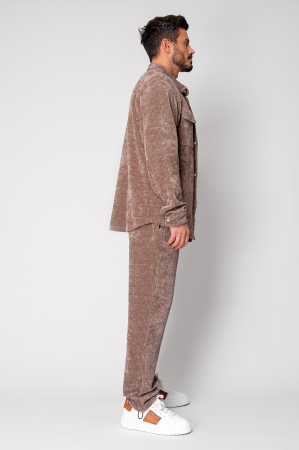 Set Camasa si pantalon lung din reiat catifelat Brown [2]
